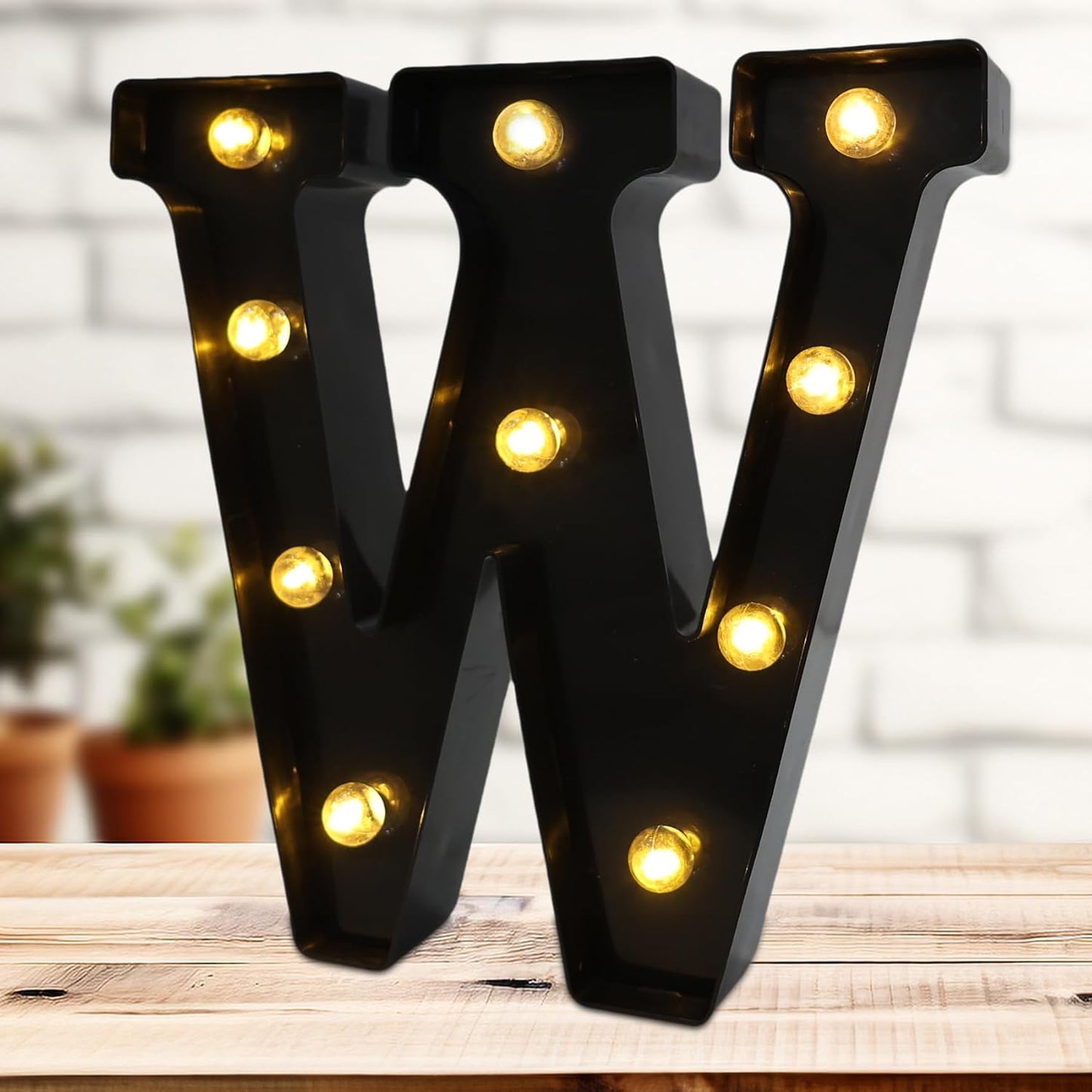 Led Marquee Letters, 8.58 Inch Black Light Up Letters, Small Led Letter Lights, Battery Powered Lighted Letterfor Table, Party, Birthday, Christmas Decor (Black, Letter W)