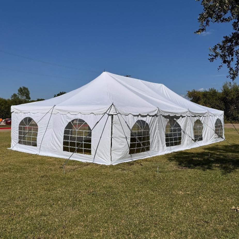 40'x20' PVC Pole Party Tent with Storage Bags, Tents for Parties, Fire Retardant (FR), Heavy Duty Wedding Tent Canopy, Outdoor Commercial Event Tents, Waterproof Top