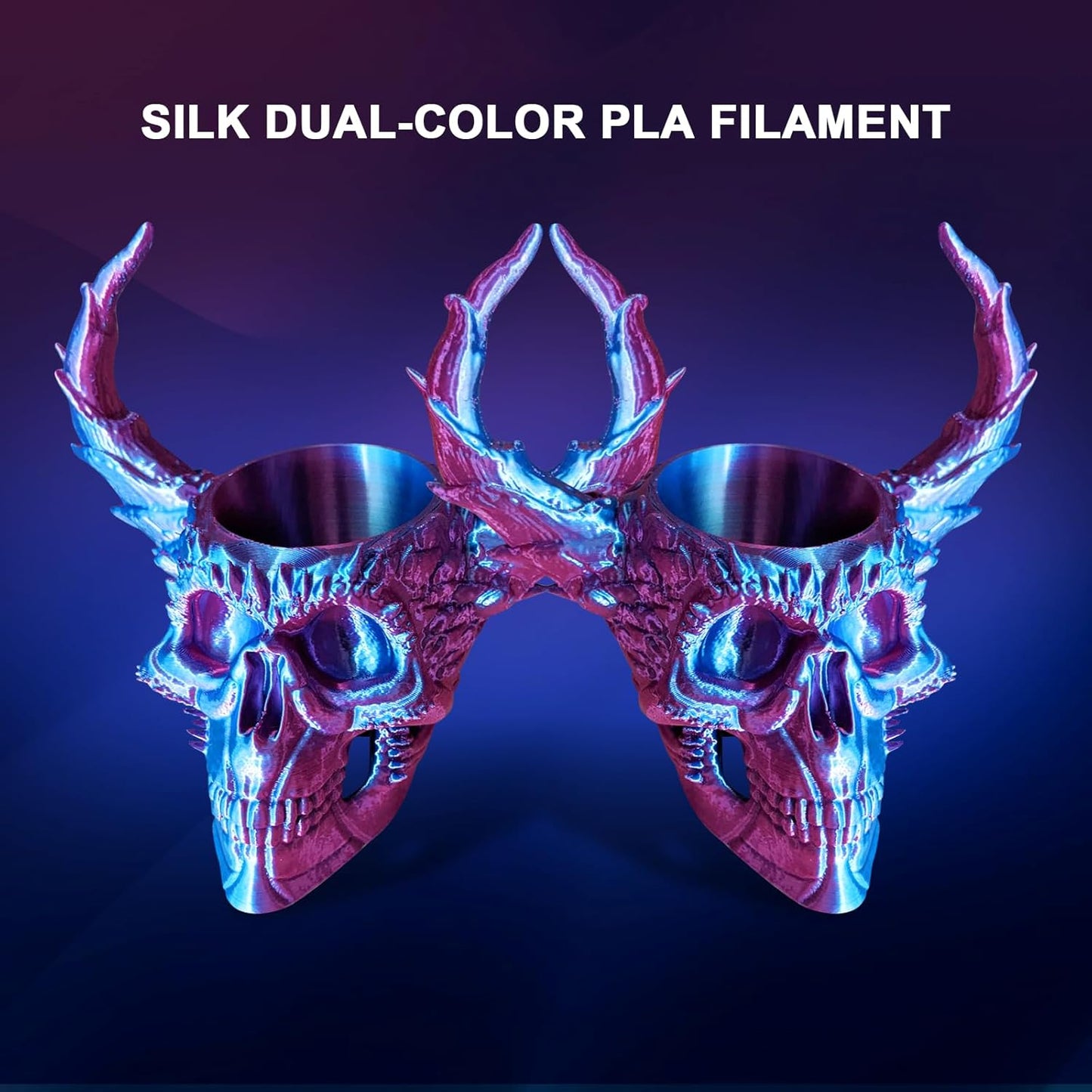 YOUSU Silk PLA Filament 1.75mm, 3D Printer Filament Dual Color Coextrusion Filament Silk Rose-Red Blue Color Change PLA, Compatible with Most of 3D Printer.