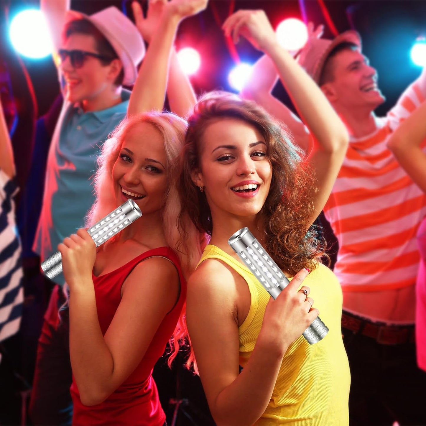 6 Pieces LED Strobe Baton Light Rechargeable Bottle Service Sparklers Stick Reusable Champagne Bottle Handheld LED for Club Stage Nightclub Party Concert Event Bar Outdoor - Silver