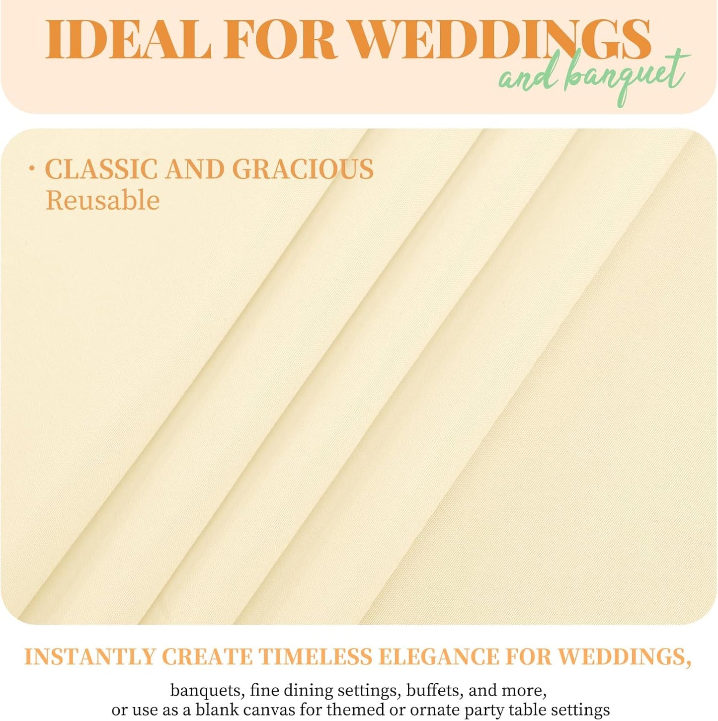 12 Pack 60 x 102 Inch Rectangle Tablecloth, Beige Tablecloth for 6 Feet Rectangle Tables, Stain and Wrinkle Resistant Washable Fabric Table Cloth for Wedding Dining Table Buffet Parties Camping