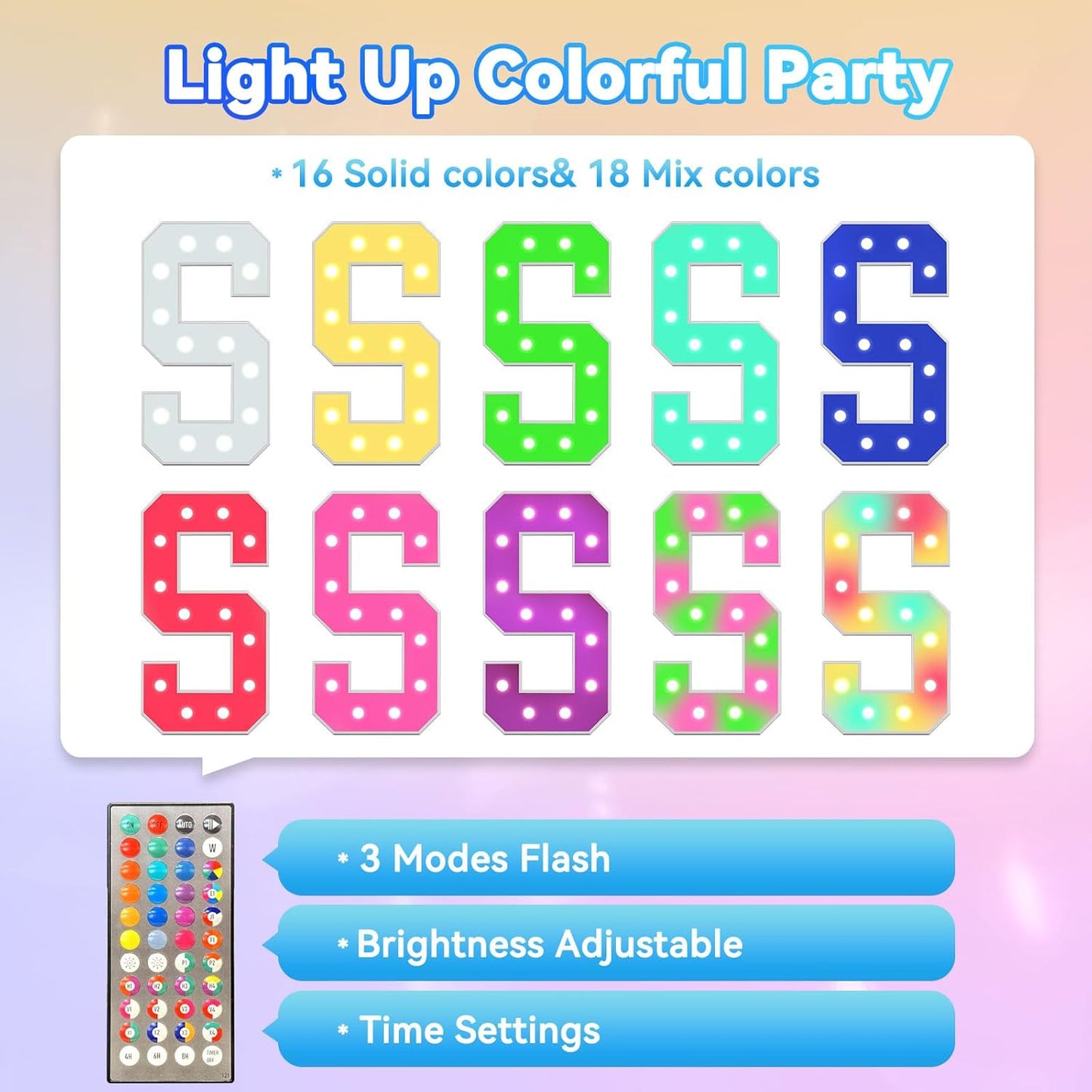 Ledido 4FT Marquee Light Up Letters, 34 Colors Changing Marquee Letter 4 Feet Tall with Remote, Big Letters for Party Wedding Graduation Birthday Decorations, Large Light Up Letter S