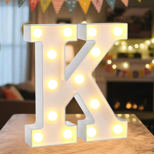 LED Marquee Light Up Letters Sign - Lighted Letters Alphabet for Birthday, Graduation, Bar Wall & Table Party Decor, Wedding Anniversary and Christmas Decorations, Letter K