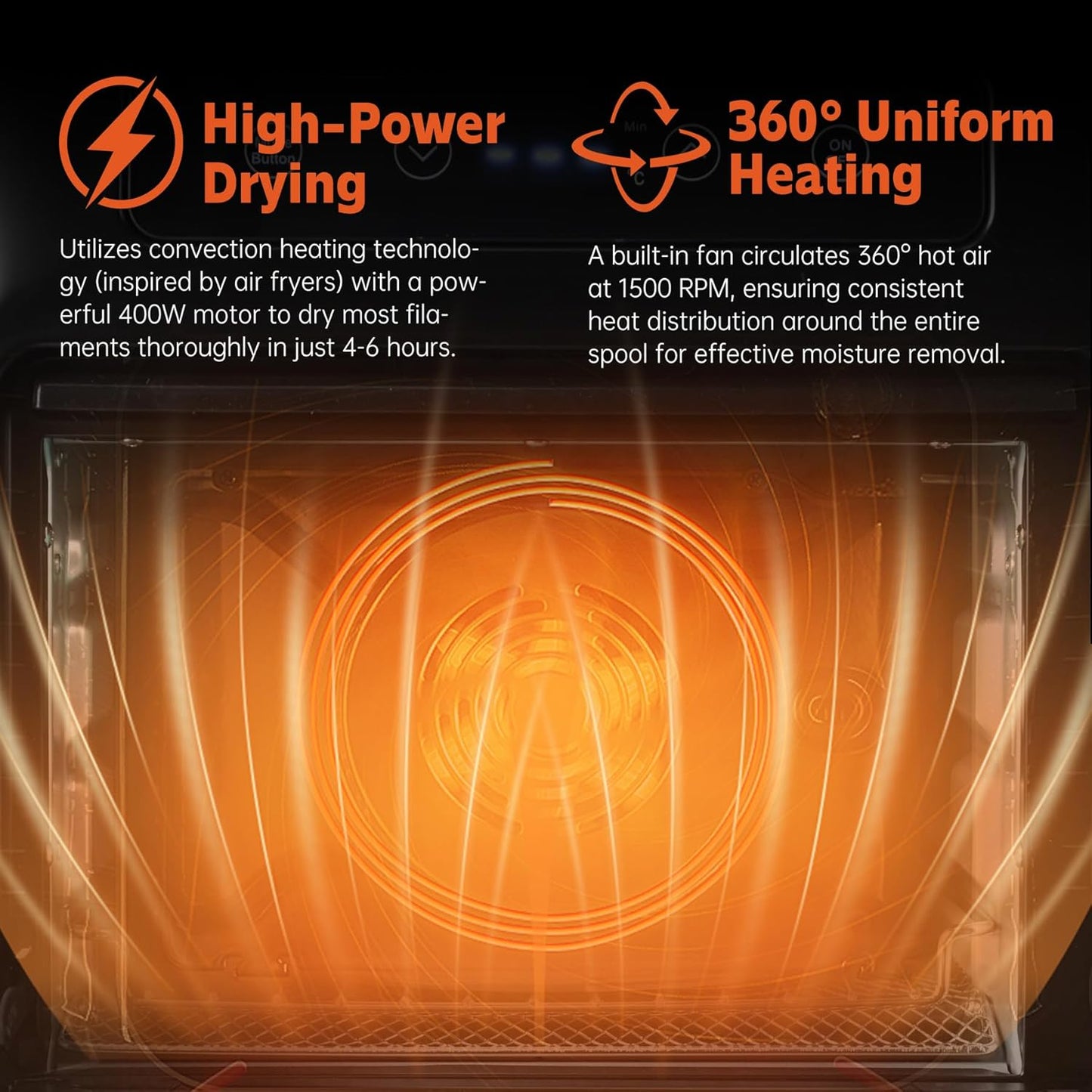 3D Printing Filament Electric Dryer Box, Priline 3D Filament Heating Chambers with Blower, Fast Drying & Moisture-Free Dehydrator for PLA, PETG, TPU, Carbon Fiber Filament