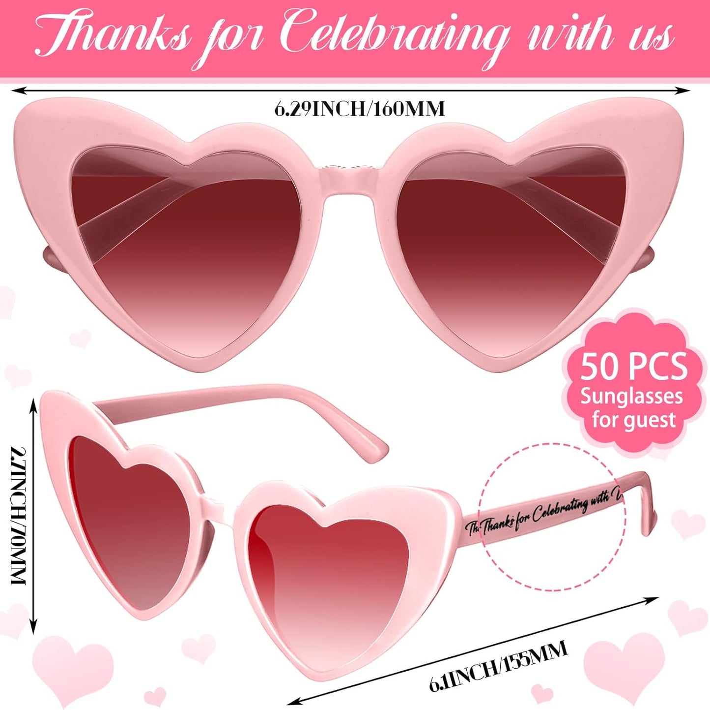 Vabean Wedding Heart Sunglasses Bulk Wedding Gifts Bachelorette Bridal Party Favors for Guests Reception