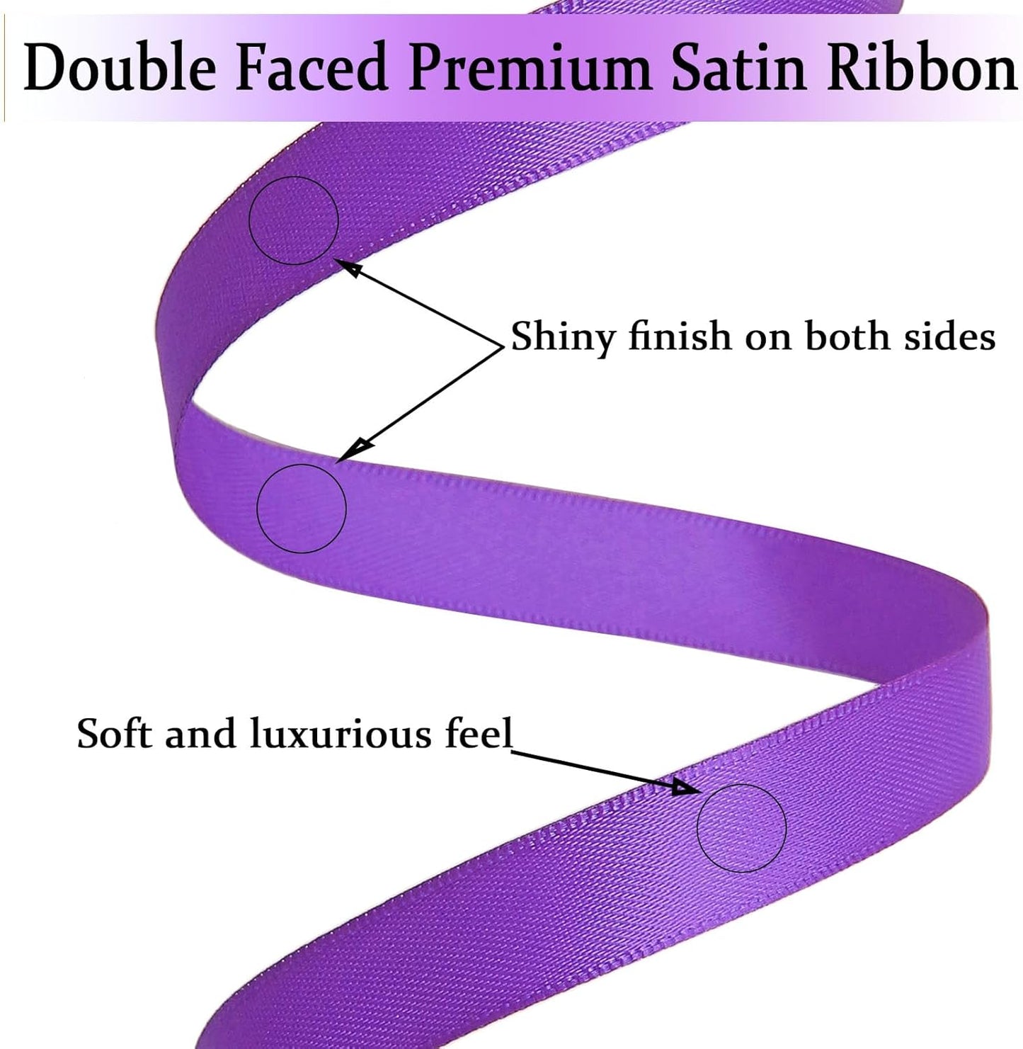 Purple Satin Ribbon Double Faced Satin 1/2 inch x 55 Yards Polyester Ribbon for Gift Wrapping Crafts Wedding Decoration Bows Ornaments Party Bouquet Floral Arrangement