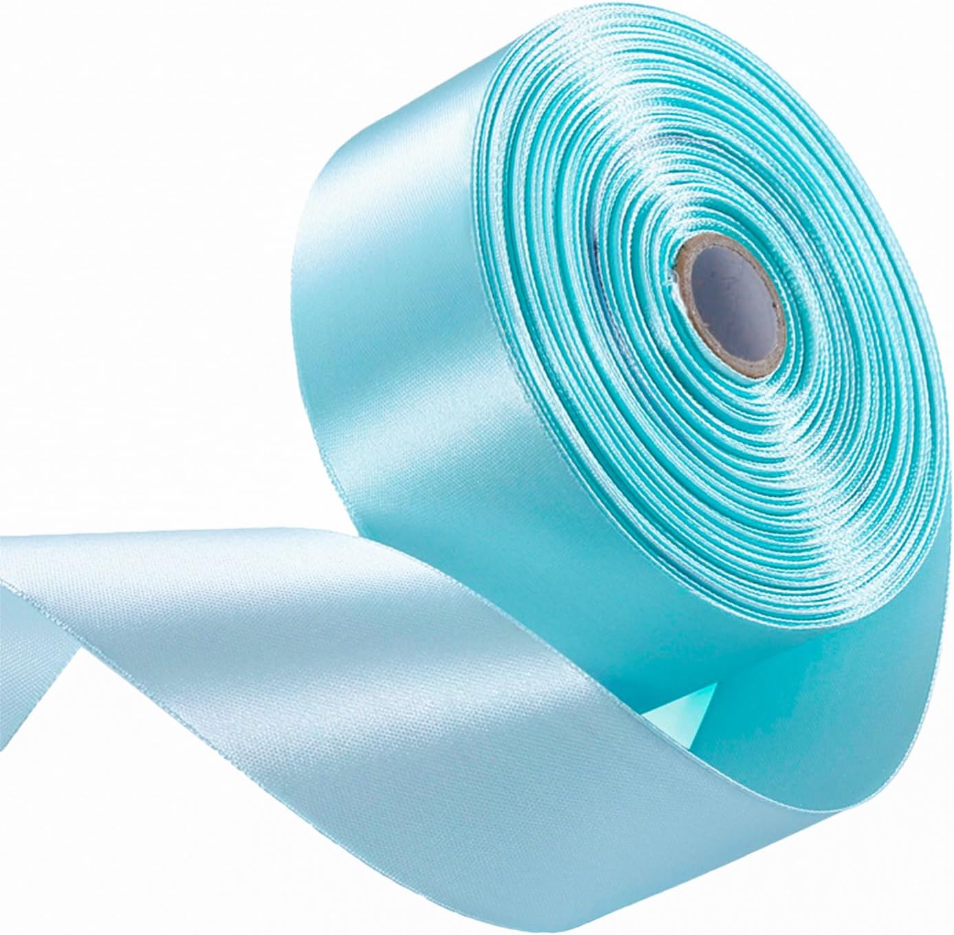 1-1/2 Inch Aqua Blue Satin Ribbon 50 Yards Solid Fabric Ribbons for Gift Wrapping, Crafts, Floral Arrangements, Wedding, Party, Holiday and Home Decor