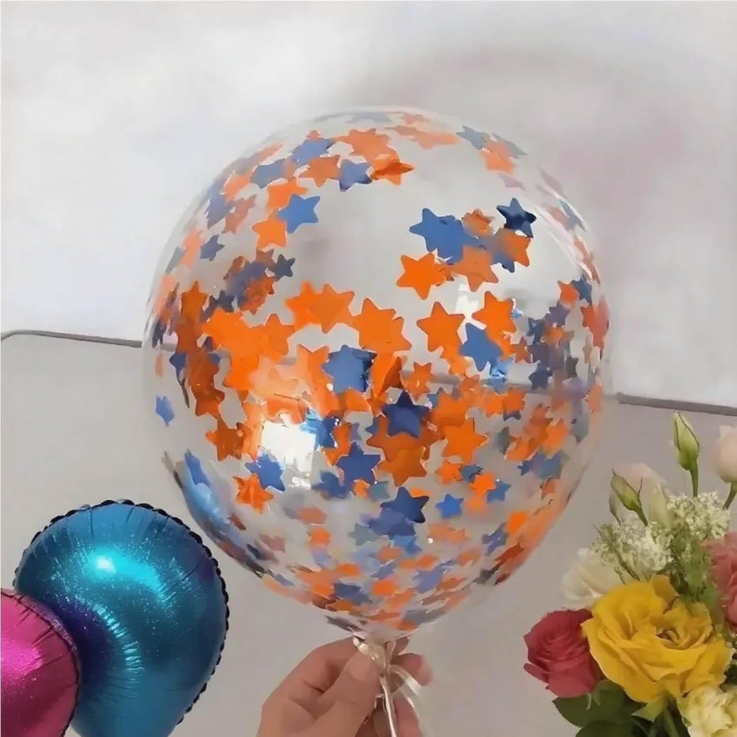 Orange Blue Metallic Foil Star Confetti 0.78inch/2cm 8000Pcs Table Confetti for Party Birthday Decoration or Filled Balloons