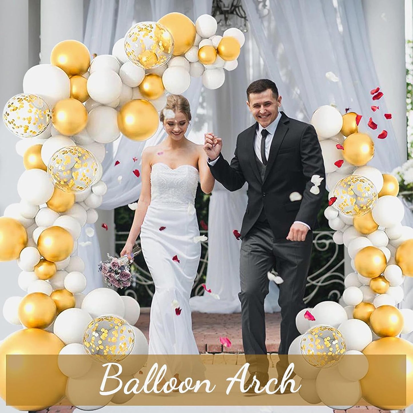 AerWo [Upgraded] Balloon Arch Kit Stand, 8.2ft+6ft Half Arch Balloon Stand with Base, Free Bending Top Balloon Arch Frame Curve for Floor, Perfect Birthday Wedding Halloween Decorations