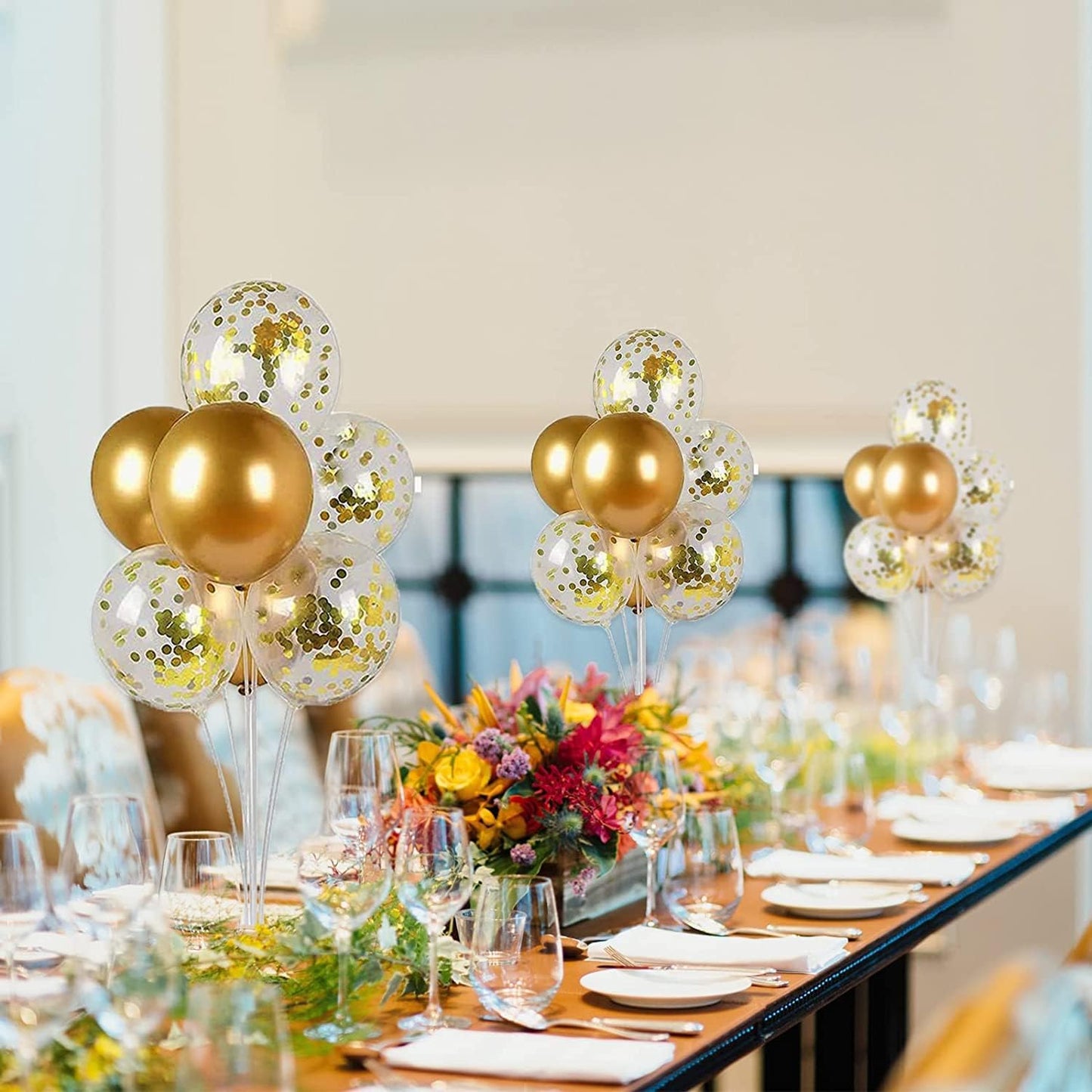 12 Set Balloon Stand Kit - Balloon Sticks With Base for Table Balloon Centerpiece Decorations for Birthday Graduation Gender Reveal Baby Shower Party Decorations