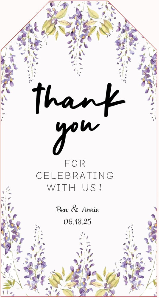 Personalized Gift Tags, Thank You Tags for Wedding Birthday Business Party Favors, Custom Hang Tags with Your Text and String, 2 X 3.75 Inch (Wreath Pattern 2)