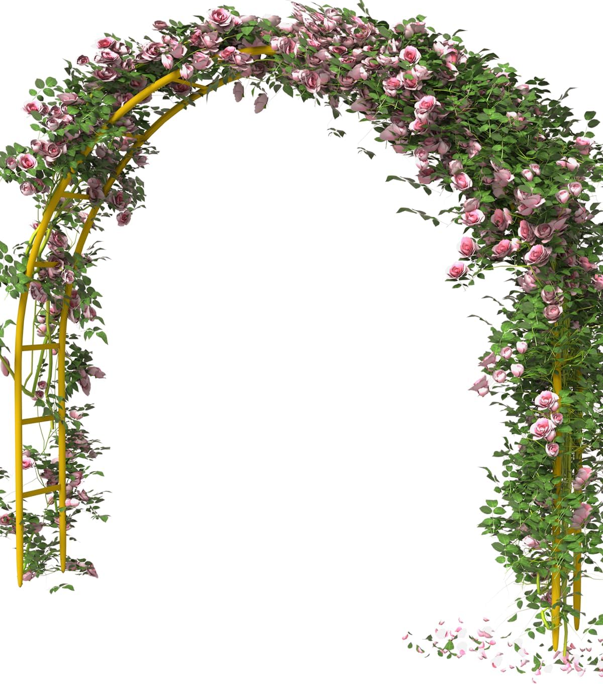 Queension Metal Arch Backdrop Stand 7Ft Wide 7.7Ft High, Wedding Arch Frame for Wedding Decorations, Balloon Arch Stand with Base for Ceremony, Outdoor Garden Arch Trellis for Climbing Plants, Gold