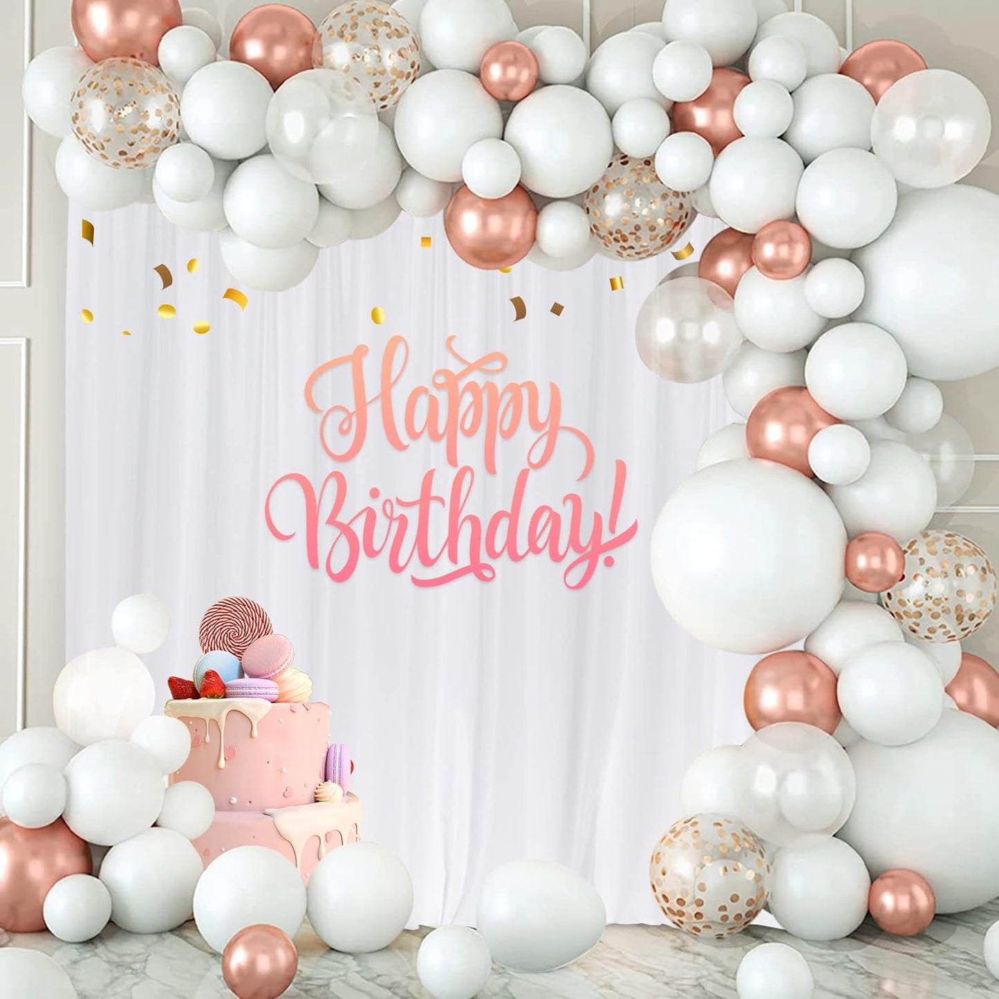 White Backdrop Curtain for Wedding Decor Holiday Party - White Wedding Backdrop Polyester Photography Backdrop Drapes Baby Shower Birthday Privacy Sliding Curtains Home Decor, 5ft x 8ft, 2 Panels
