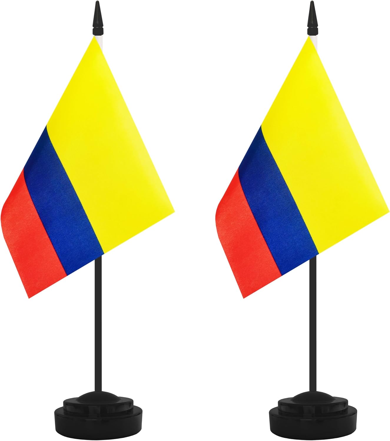 2 Pack Colombia Desk Flag Set, Colombian Desktop Small Miniature Table Office Flag with 12" Black Pole and Black Base, Offices, Classroom, Home, Festival Decoration (Colombia)