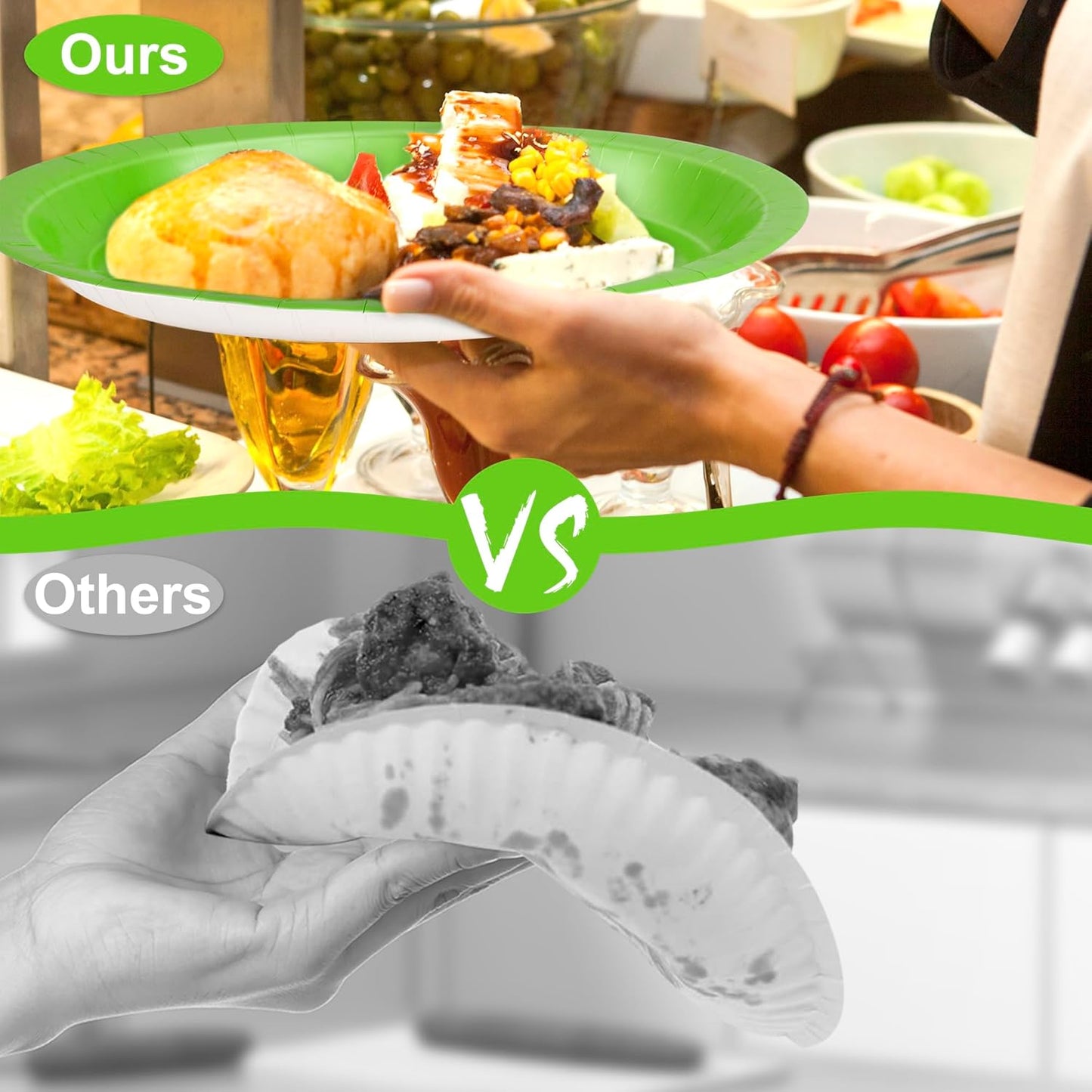 QZYL 50 Pcs Party Decorations, 12.2'' X 10.2'' Oval Large Paper Plates, Lime Green Disposable Paper Plate Heavy Duty Daily Dinner Plates for Birthday Party Wedding Picnic Holiday