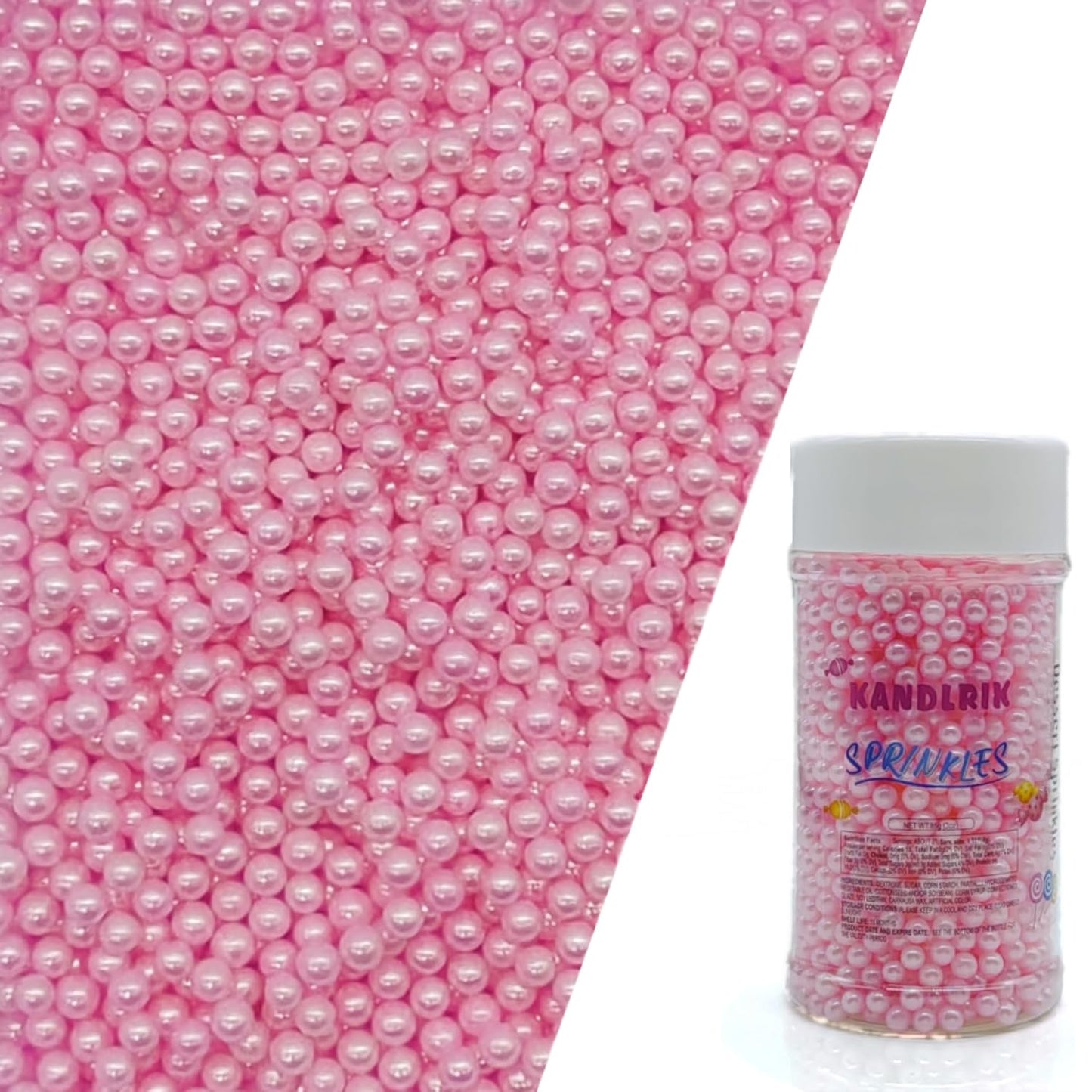Edible Pink Pearl Sugar Sprinkles Candy 4mm Mini Pearls Cake Decorations Cupcake Toppers Cookie Decorating Perfect for Wedding Party Valentine Halloween Christmas Supplies 3OZ