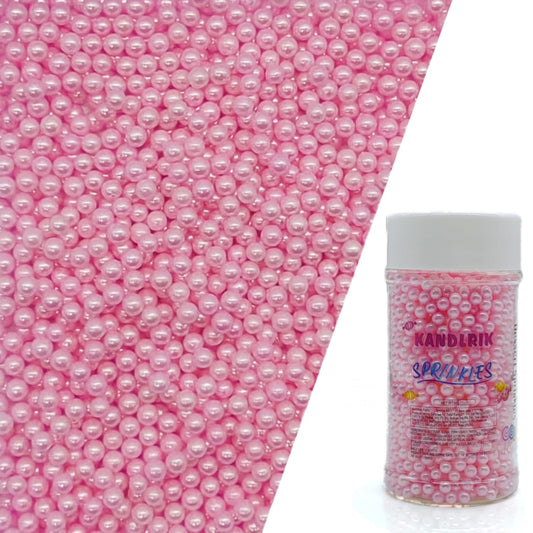 Edible Pink Pearl Sugar Sprinkles Candy 4mm Mini Pearls Cake Decorations Cupcake Toppers Cookie Decorating Perfect for Wedding Party Valentine Halloween Christmas Supplies 3OZ
