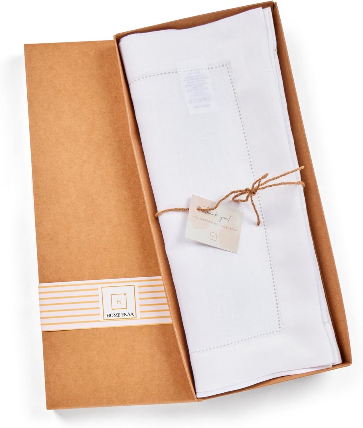 Linen Table Runner 14 x 120 Inch Long - 100% Pure Linen Christmas White Table Runner - Cloth Fabric Hemstitch Runner for Thanksgiving, Christmas, Winter, New Year - Elara