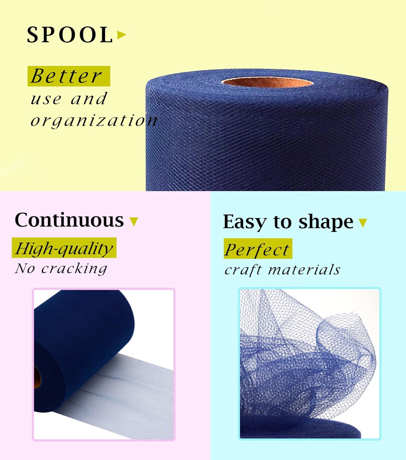 Navy Blue Tulle Fabric Roll 6 Inch X 300 FT (100 Yards) Matte Tulle Ribbon Netting Mesh Spool for DIY Tutu Skirt Wedding Bow Gift Wrapping Baby Shower Christmas Party Halloween Decorations