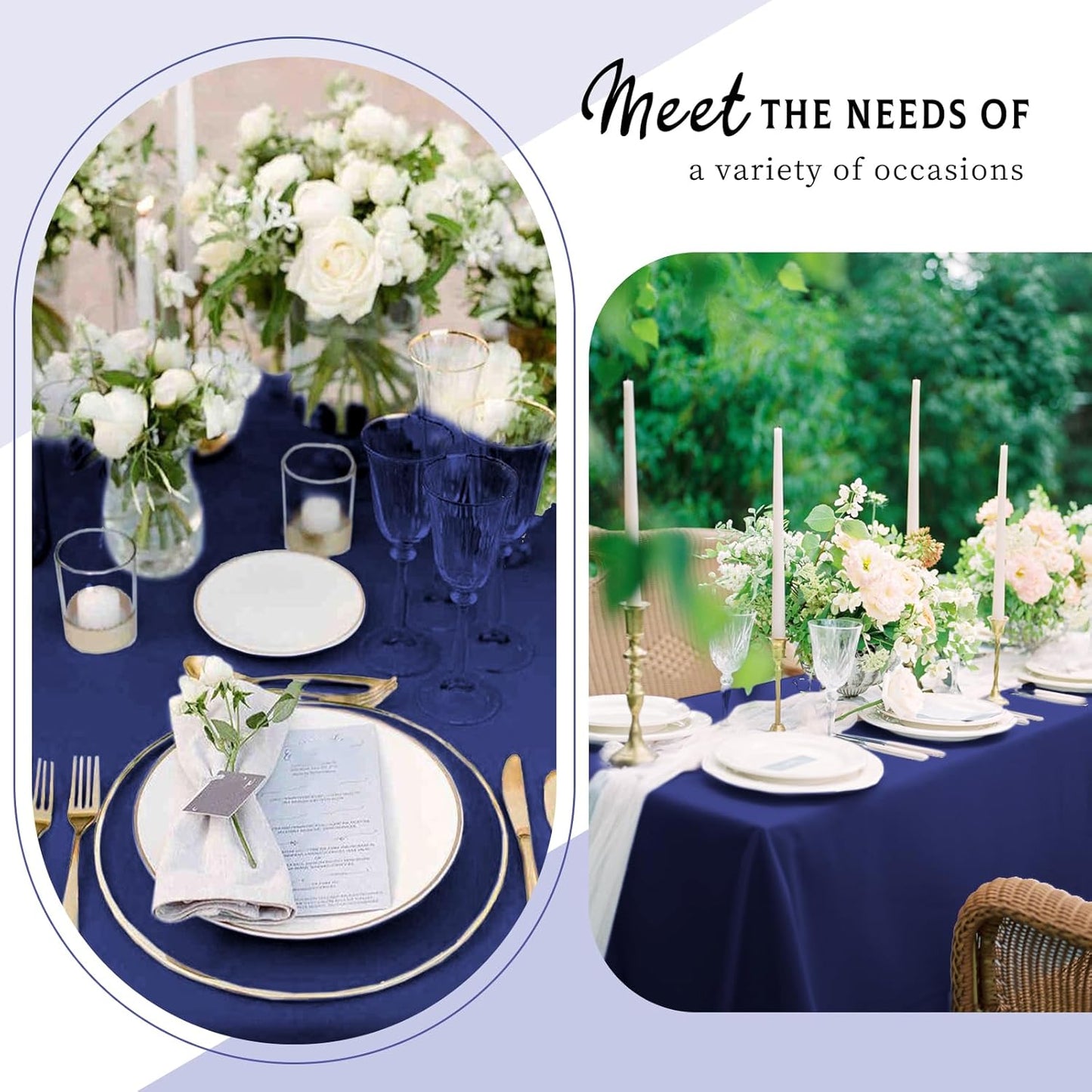 10 Packs Satin Tablecloth 57 x 108 Inch Navy Blue Rectangular Table Cloth Silk Tablecloth Smooth Fabric Overlay Satin Table Cover Decoration for Wedding Party Banquet Events