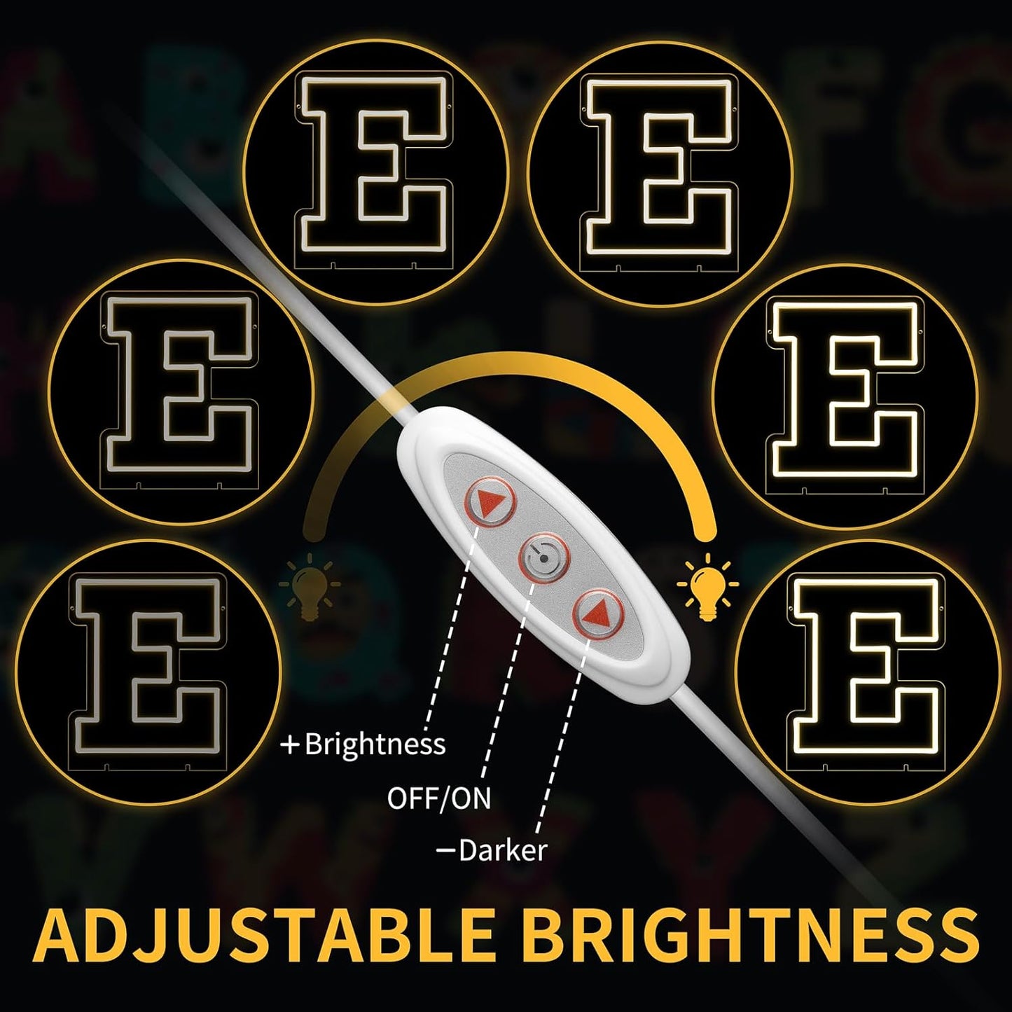 Light Up Letters E, Led Marquee Letter Lights Neon Sign, 13.9" Height Decorative Lighted Alphabet Number, Battery/USB Powered Led Letters Lights for Wedding, Birthday, Party, Christmas or Home Decor