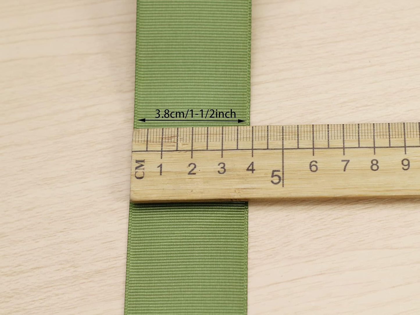 One Roll 50 Yards Soild Olive Green Grosgrain Ribbon 1 1/2 inch Flower Bouquets Ribbons-1.5 inch Thick Gift Wrapping Ribbon-DIY Crafts Bow Hair Headband Accessories Ribbons #570(38mm)