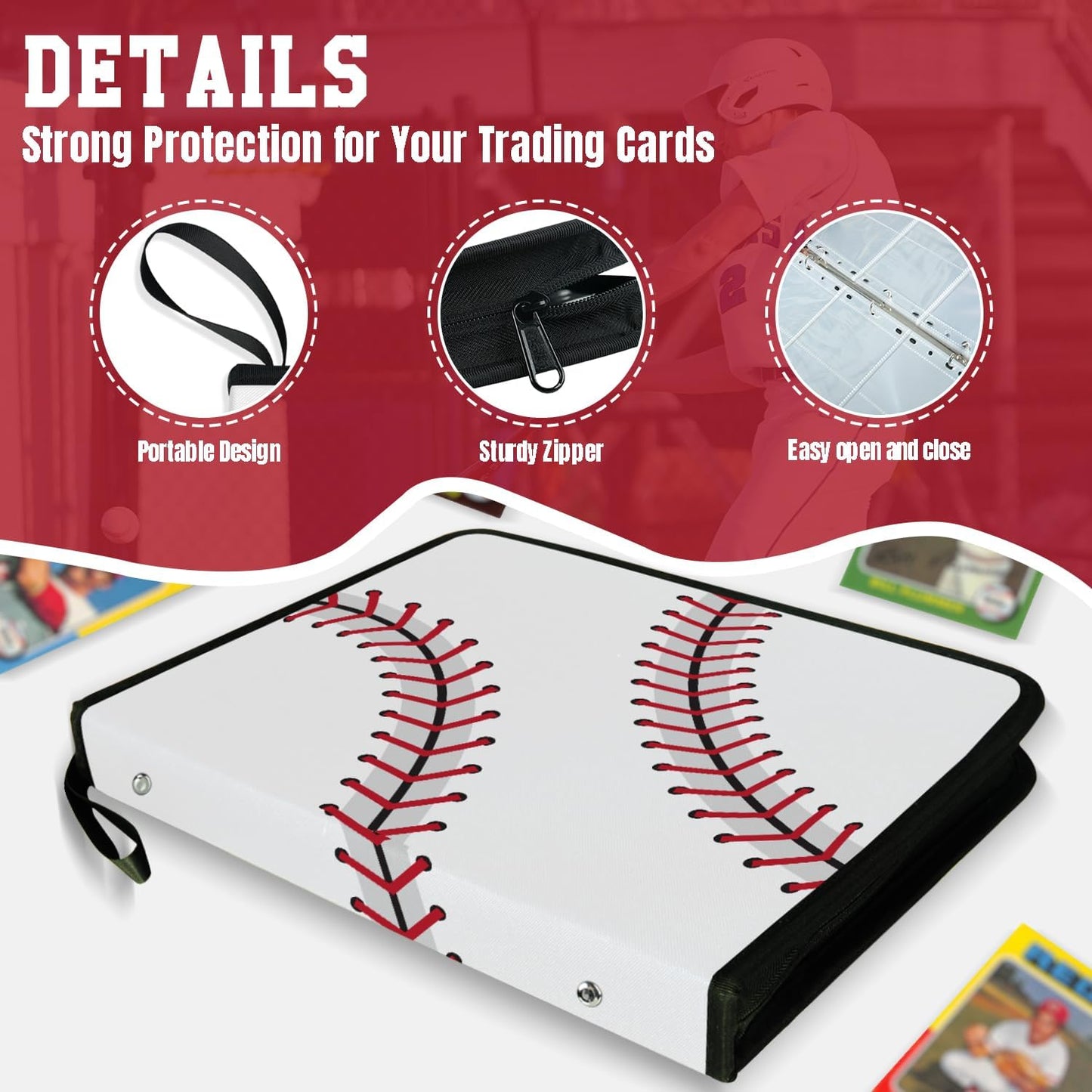 Trading Card Binder 9 Pocket - Baseball Card Binder with Sleeves 900 Double Sided Pockets Sports Trading Cards Album Cards Holder Protectors Set Fit for Game Cards, Sports Cards