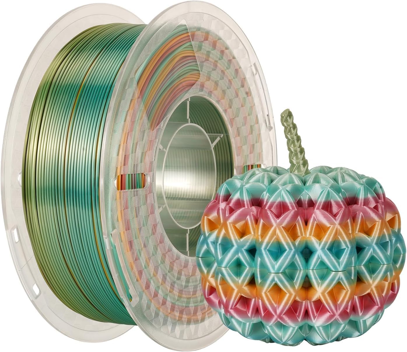 Kingroon Silk PLA Filament 1.75mm Rainbow Filament 3D Printer Filament Color Changing Filament 1kg Dimensional Accuracy ±0.03mm,Fit Most 3D Printers(7 Colors)