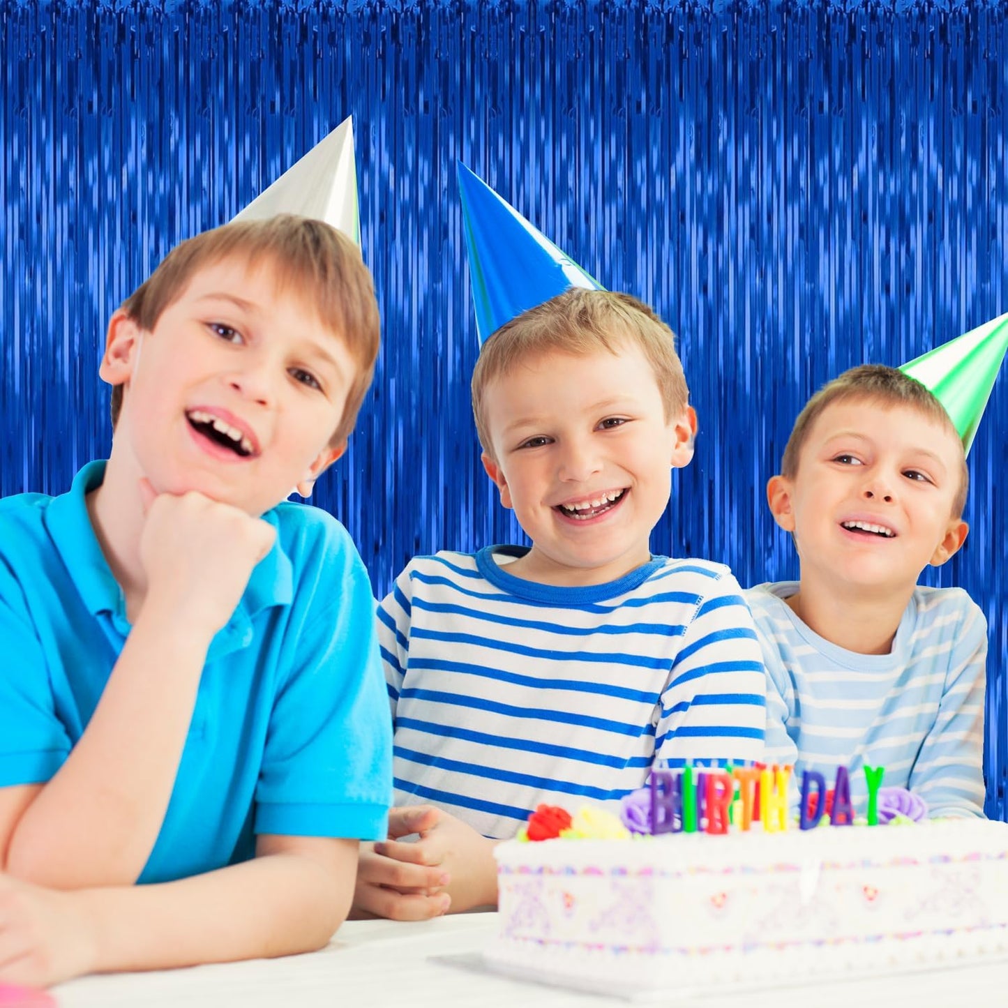 3 Pack Blue Backdrop Curtain Tinsel Streamers Ocean Themed Decor Birthday Party Decorations Foil Fringe Backdrop Graduation Baby Shower Bachelorette Winter Party Decorations Supplies