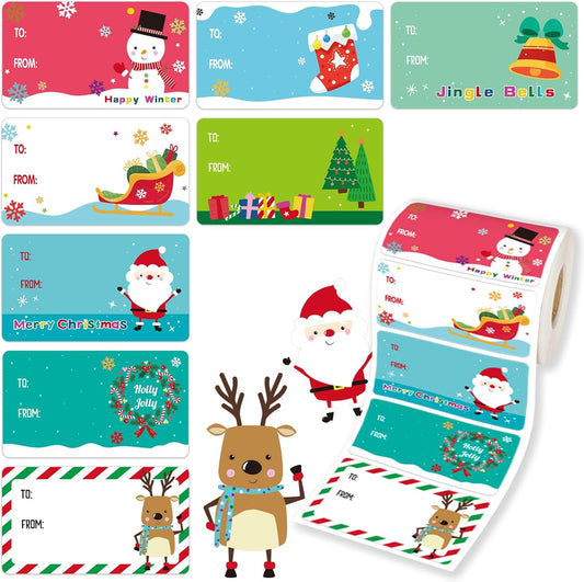 500 PCS Tags - Santa Claus Stickers, Self-Adhesive Cartoon Christmas Tags for Festival & Holiday Decor（New）