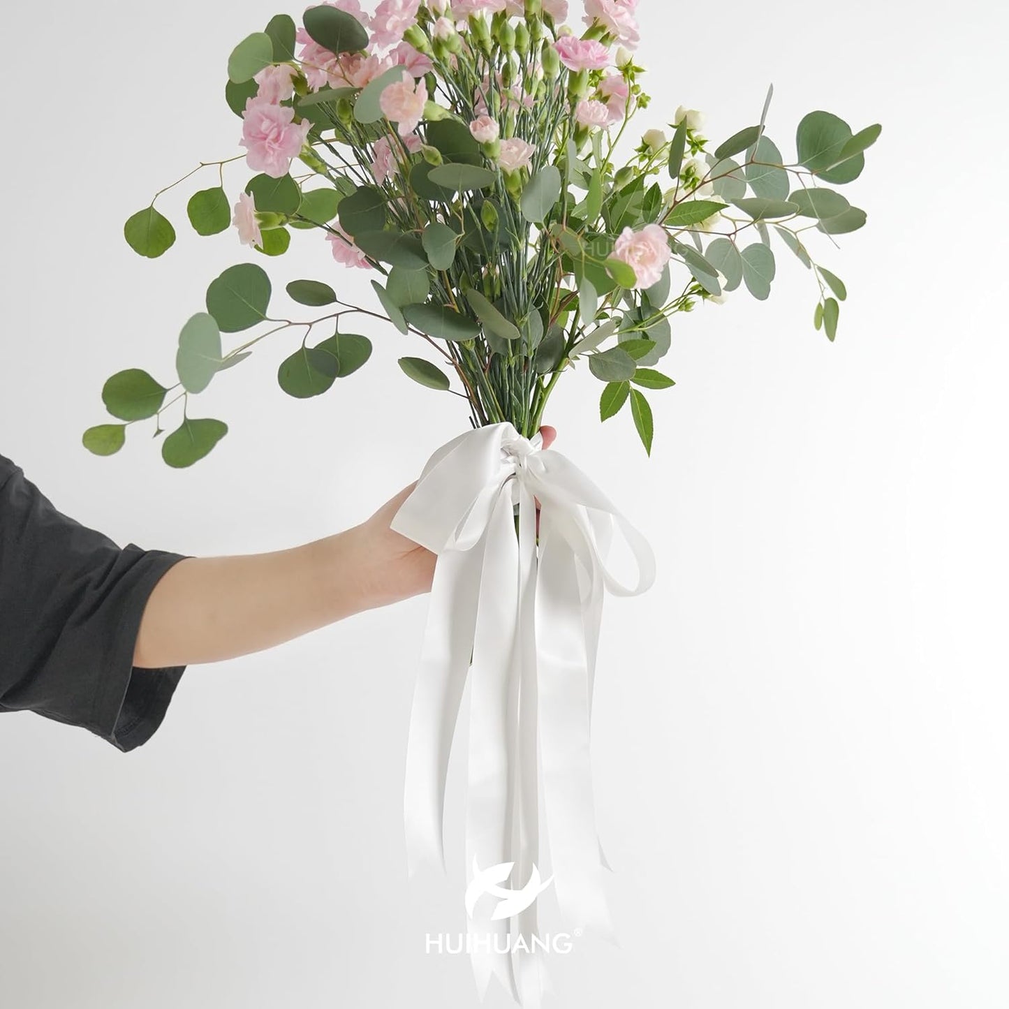 HUIHUANG White Satin Ribbon 1-1/2 inch Double Face Satin Ribbon Christmas Gift Wrapping Ribbons for Crafts Gifts Bows Making Floral Bouquet Wedding Invitations Decor Party Favor and Craft Supplies