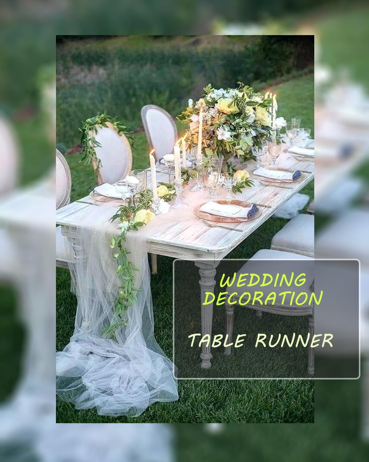 White Tulle Fabric 108" x 10 Yards for Wedding Decoration Pew Bows Christmas Gift Wrapping Ceiling Draping Baby Shower Birthday Party Reception DIY Craft Supplies