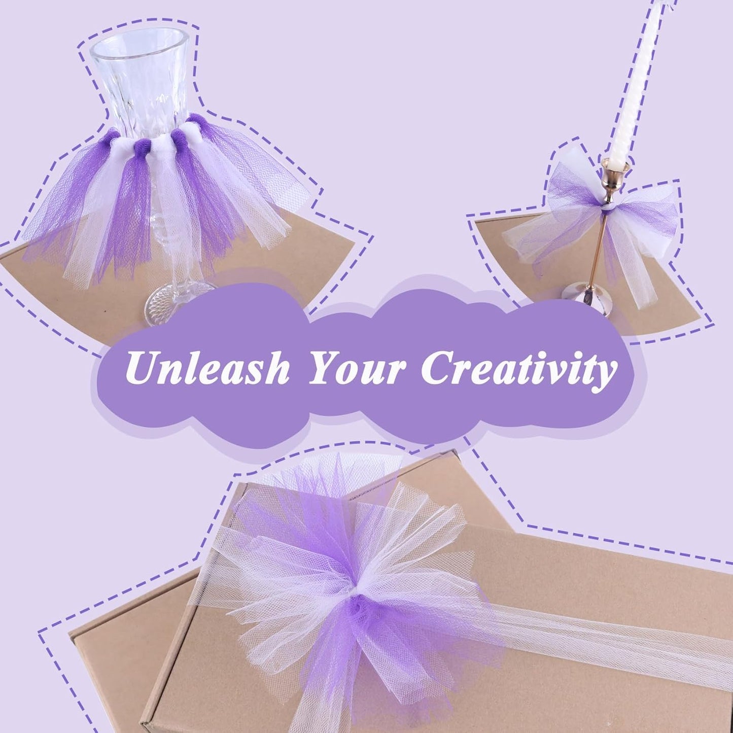 Purple Tulle Fabric Roll 6" by 100 Yards (300 ft) Soft Tulle Spool for DIY Crafting Favor Supplies, Tutus, Wedding, Party Decorations, Gift Wrapping