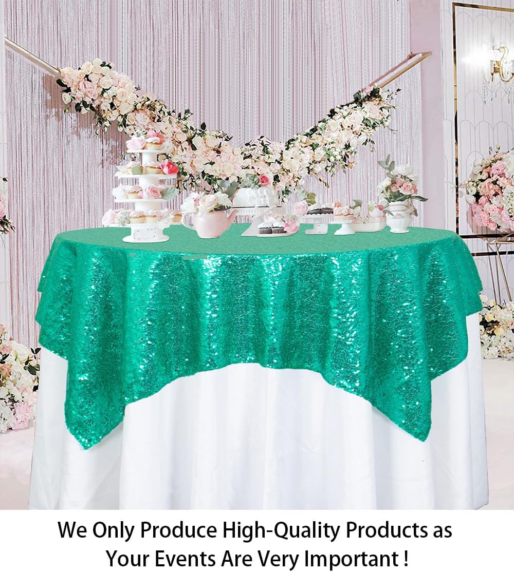 ShinyBeauty Small Tablecloth Square 36x36-Inch Green Sequin Tablecloth Glitter Table Cover Overlay Christmas Green Wedding Table Cloths Sequin Fabric Tablecloth for Birthday, Baby Shower