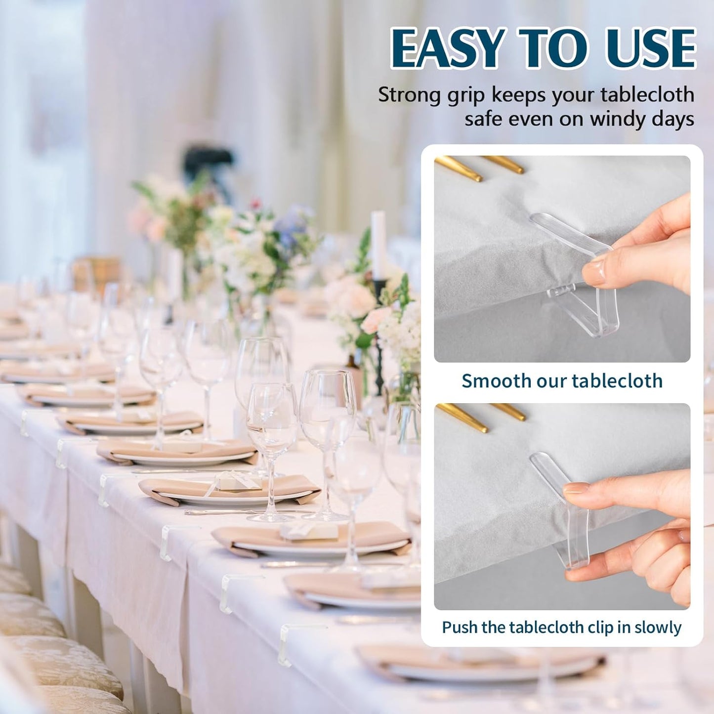 Wenqik 240 Pcs Tablecloth Clips Transparent Clear Plastic Table Cloth Holders Clips Table Cloth Clamps for Indoor Outdoor Birthday Home Wedding Camping Picnic Party Supplies