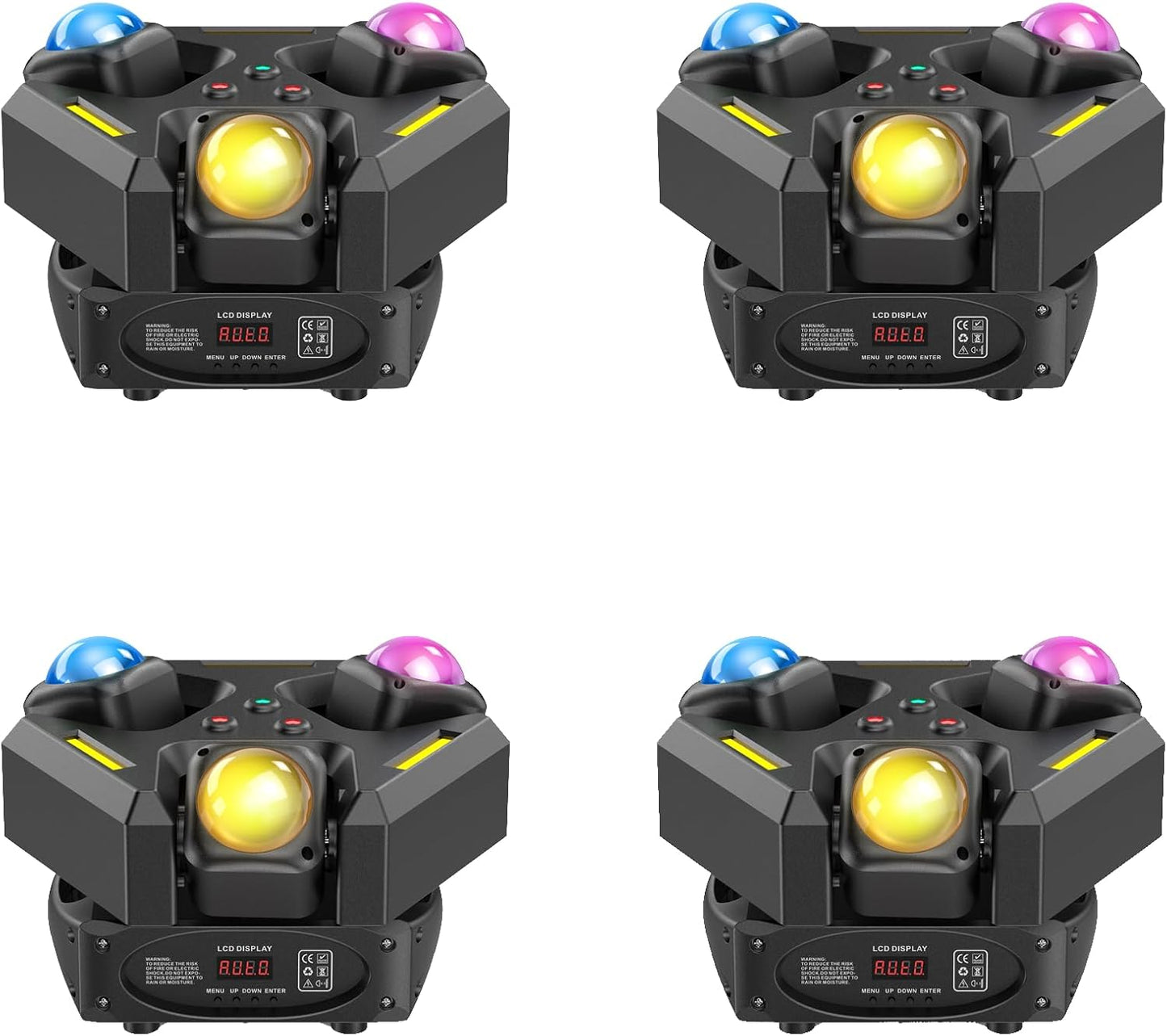 4-Pack Moving Head Stage Lights 9 X 10W LED DJ Lighting with DMX Mode Sound Stage Lighs and Parties Lights Activated for Party Wedding Concert Disco DJ Concert Show