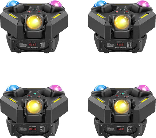 4-Pack Moving Head Stage Lights 9 X 10W LED DJ Lighting with DMX Mode Sound Stage Lighs and Parties Lights Activated for Party Wedding Concert Disco DJ Concert Show