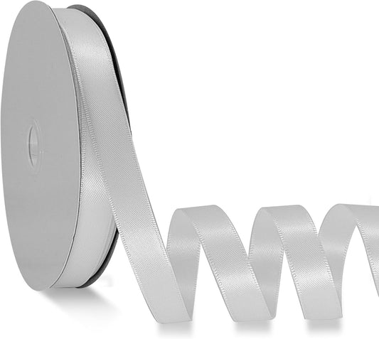 White Satin Ribbon Double Faced Satin 1/2 inch x 55 Yards Polyester Ribbon for Gift Wrapping Crafts Wedding Decoration Bows Ornaments Party Bouquet Floral Arrangement