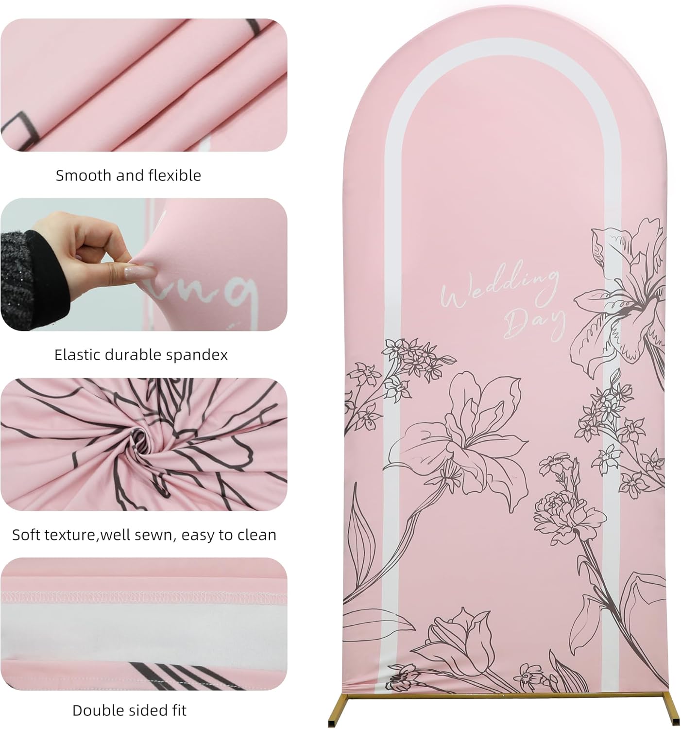 Wedding Arch Cover 7.2FT 6.6FT 6FT Spandex Arch Backdrop Cover Stretchy Backdrop for Wedding Birthday Party Decoration Baby Shower