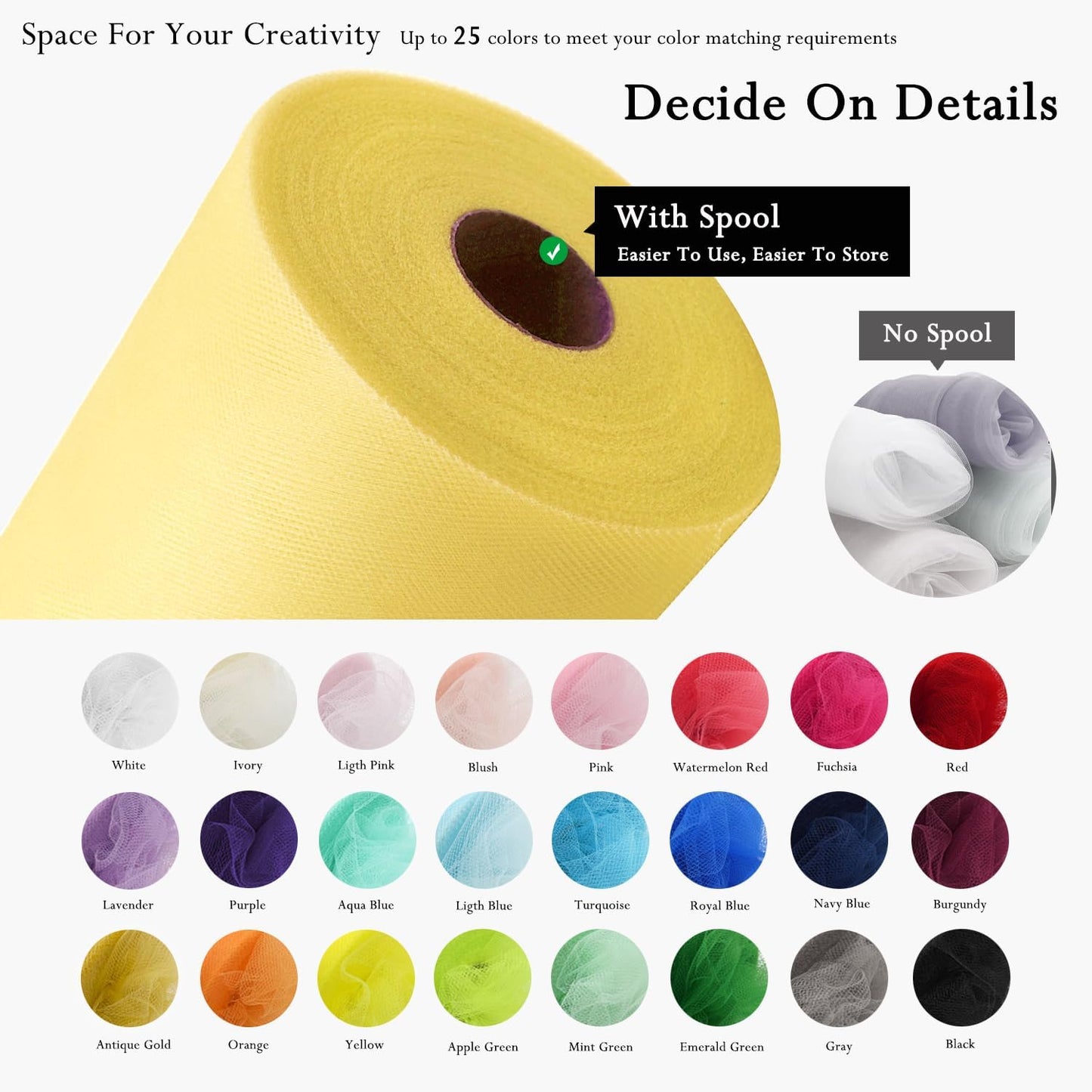 Yellow Cream Tulle Fabric Rolls 54 Inch by 40 Yards Tulle Bolt Spool for Wedding Decorations DIY Tutu Baby Shower Table Skirt Ceiling Decor Birthday Party Craft Supplies