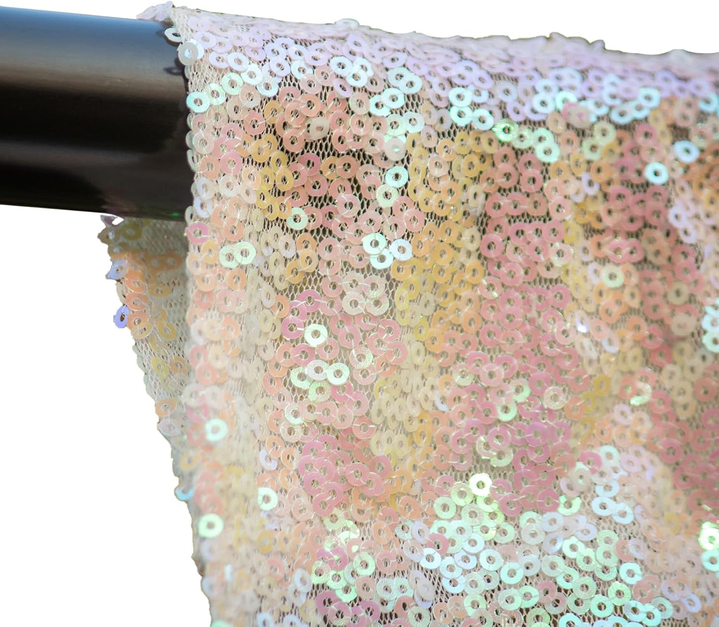 Iridescent White Sequin Backdrop Curtains 4 Panels 2FTx8FT Glitter Iridescent White Photo Backdrop Party Wedding Baby Shower Curtain Sparkle Photography Background