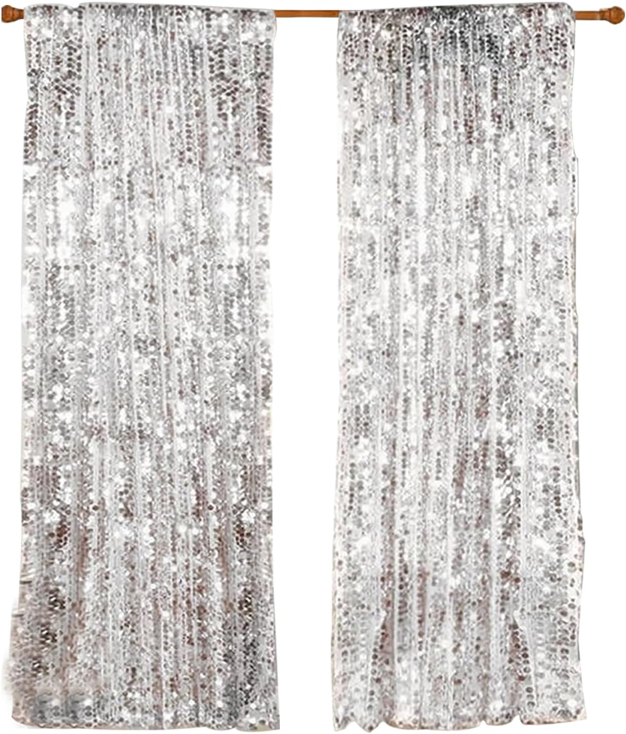 HH 9x9FT Big Silver Sequin Backdrop Curtains,Shimmer Sequin Fabric Photography Backdrop,Photo Backdrop Payette Backdrop Curtain Panels Backgrounds for Wedding Party Christmas Decoration