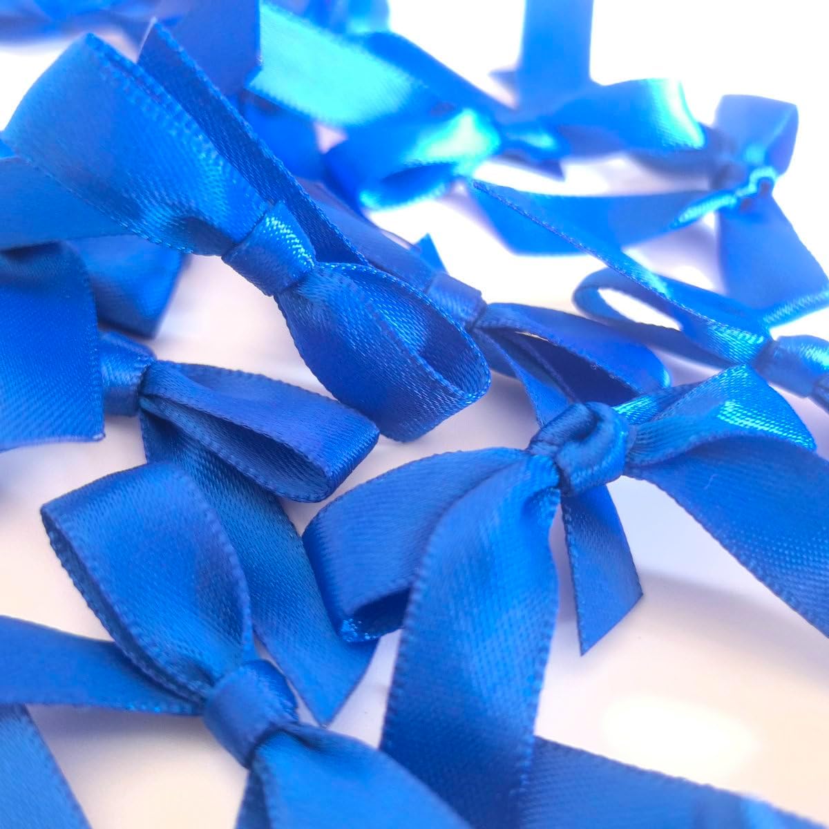 50pcs 1-1/2" Blue Satin Ribbon Bows Without Twist Ties for Gift Wrapping Packing Christmas Decoration (Blue)