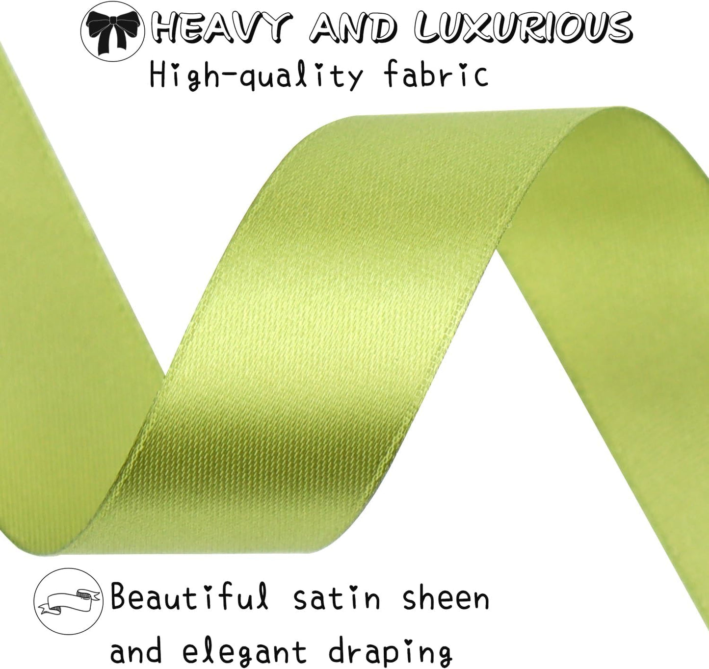 Light Green Solid Satin Ribbon 1 Inch 50 Yards Solid Polyester Fabric Ribbon for Gift Wrapping Wedding Christmas Baby Shower Birthday Party Decoration Handmade Immortal Flower Craft