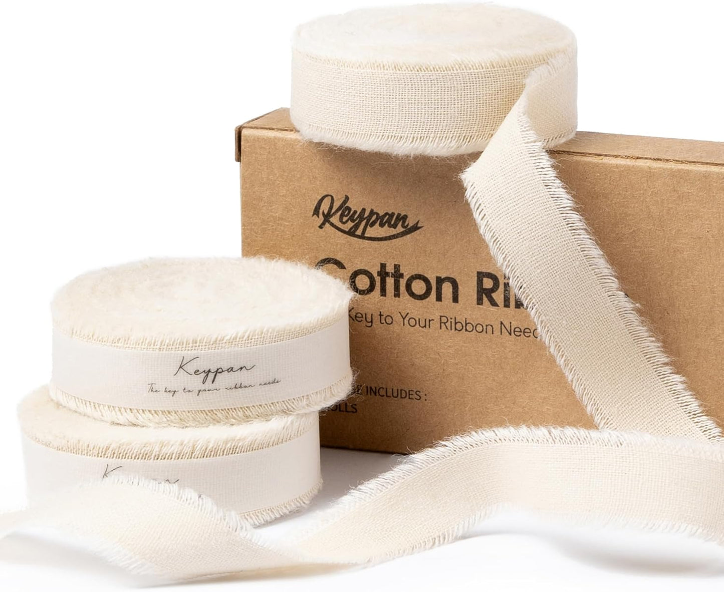 Nude Ribbon 5/8" x 21 Yards with Frayed Fringe Fabrics Cotton Ribbons for Gift Wrapping Wedding Invitations Flower Bouquet Baby Shower