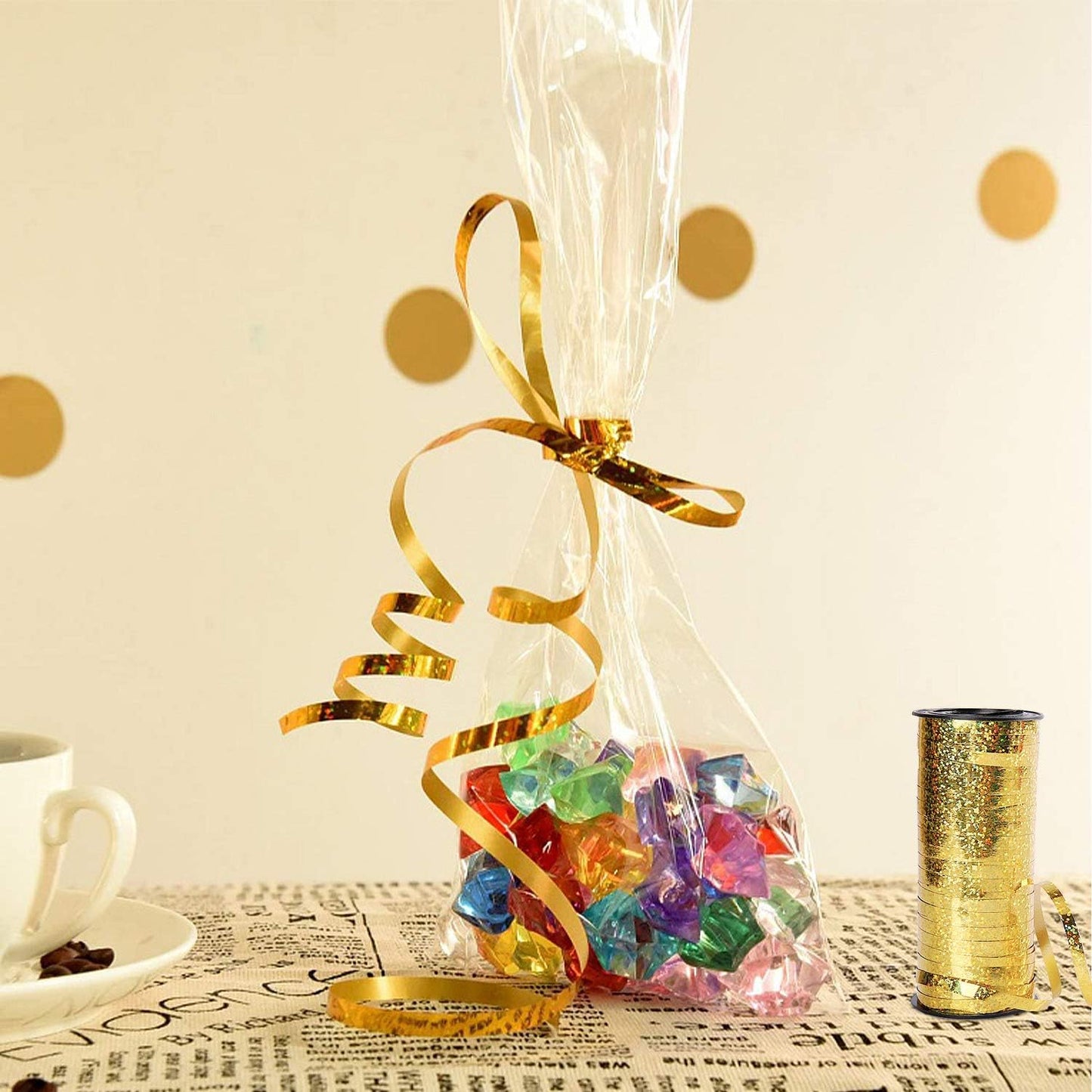 7 Pack Curling Ribbon, Crimped Curling Ribbon Metallic Balloon Ribbons Gift Wrap Ribbons Balloon String Shiny Wrapping for Crafts, Christmas, Birthday, Wedding, Party Decoration (Glittered)