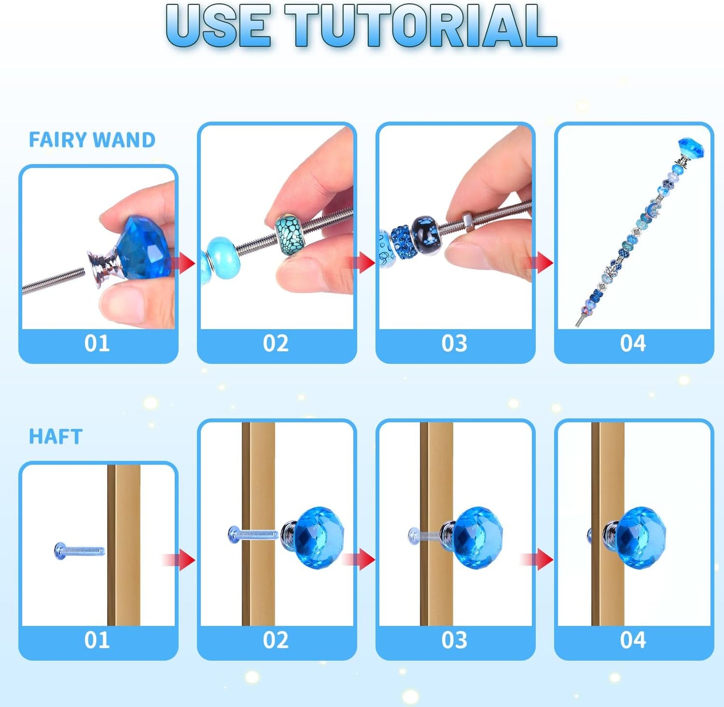 158 Pcs DIY Fairy Wand Garden Stakes Kit,Multiple Color Scheme European Beads Crystal Diamond Tops and 12 or 10 Inch Threaded Rods,Stainless Steel Stakes with Diamond Toppe (Sun)