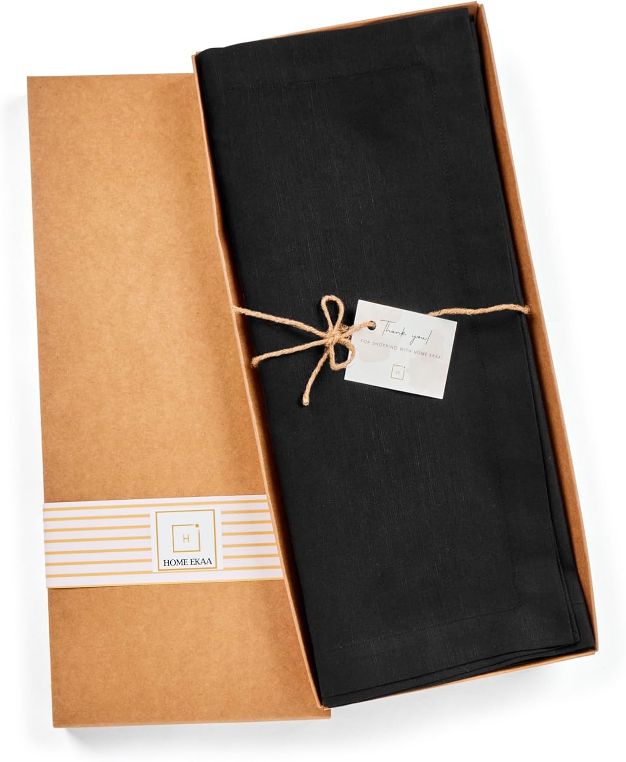 Cotton Linen Table Runner 48 Inches – Small Summer Black Table Runner 14 x 48 Inch – Washable Fabric Scarf Dresser Table Runner for Wedding Decoration, Gift – Eva