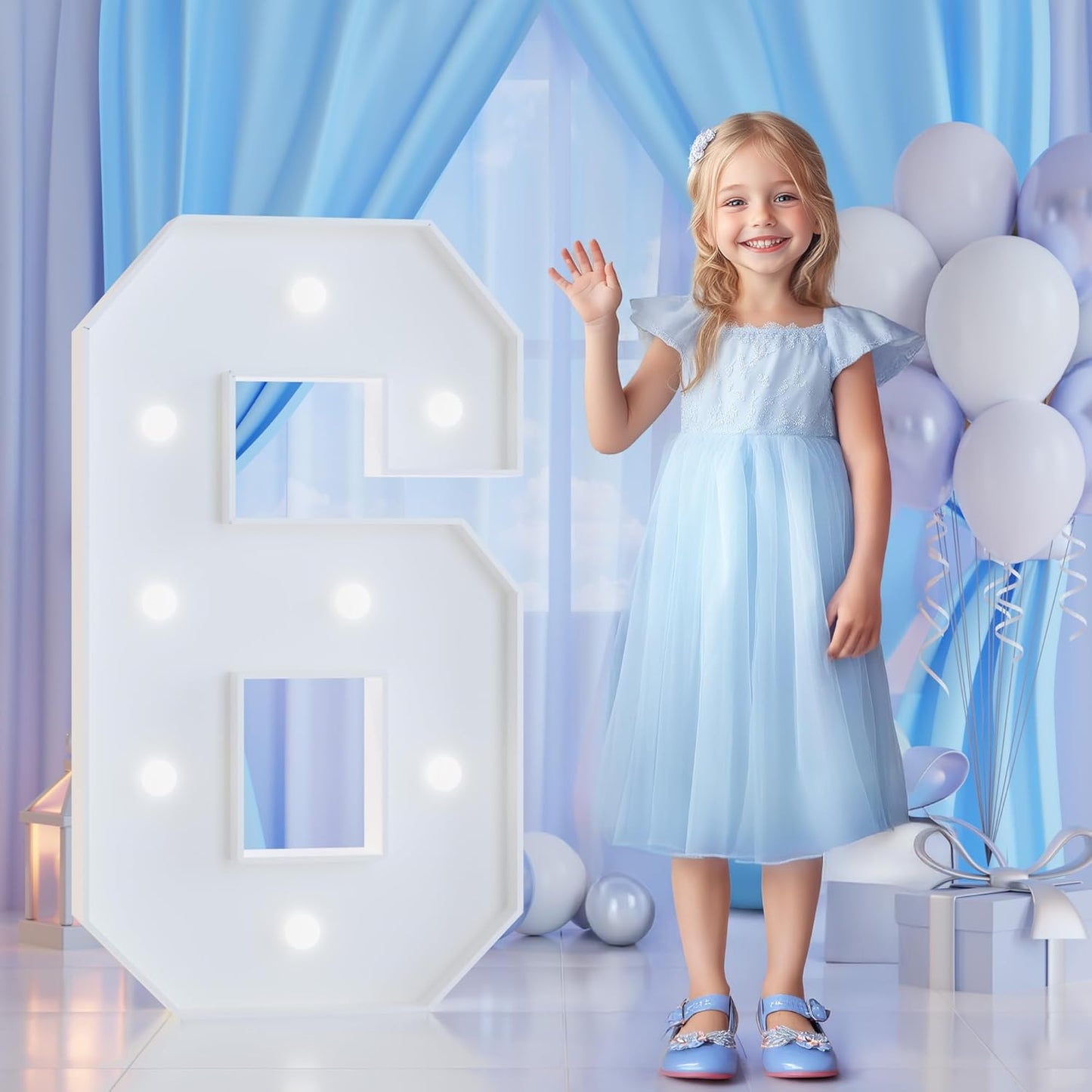 3FT Marquee Numbers 6 for 6th, 60th Birthday Party Decorations, Large Light Up Number 6 Sign for Anniversary Decor, Backdrop, Big Marquee Number, Pre-Cut Foam Board Kit