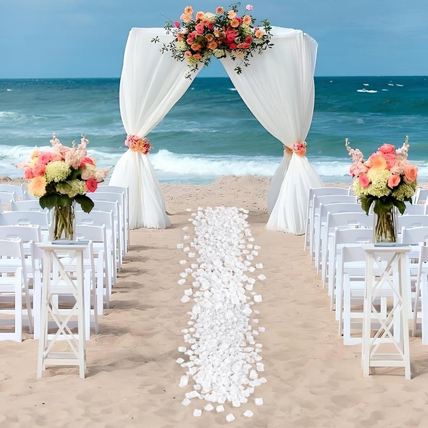 1000 Pcs White Rose Petals Artificial Silk Flower Petals Romantic Decorations for Wedding Engagement Birthday Event Anniversary Party Backdrop Supplies